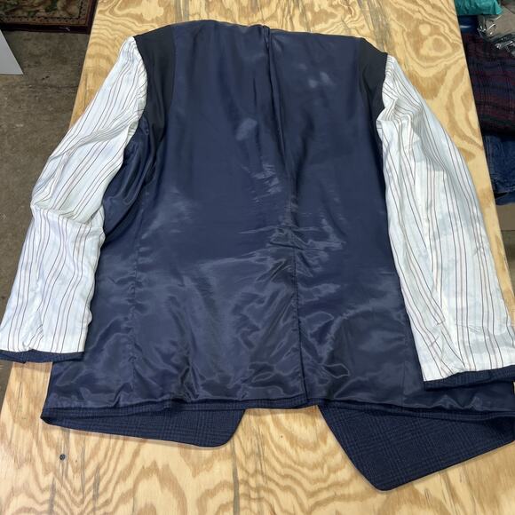 Lauren Ralph Lauren Windowpane Plaid Wool Sport Coat Blazer Men’s 50L Blue - Picture 11 of 16